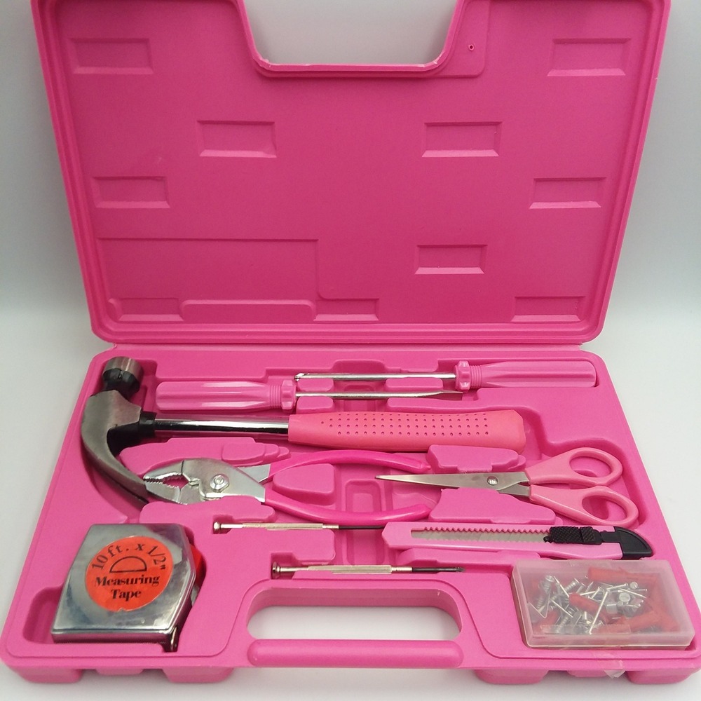 Pink Household DIY‎ Tool Set Hammer Pliers Screwdrivers Womens Dorm